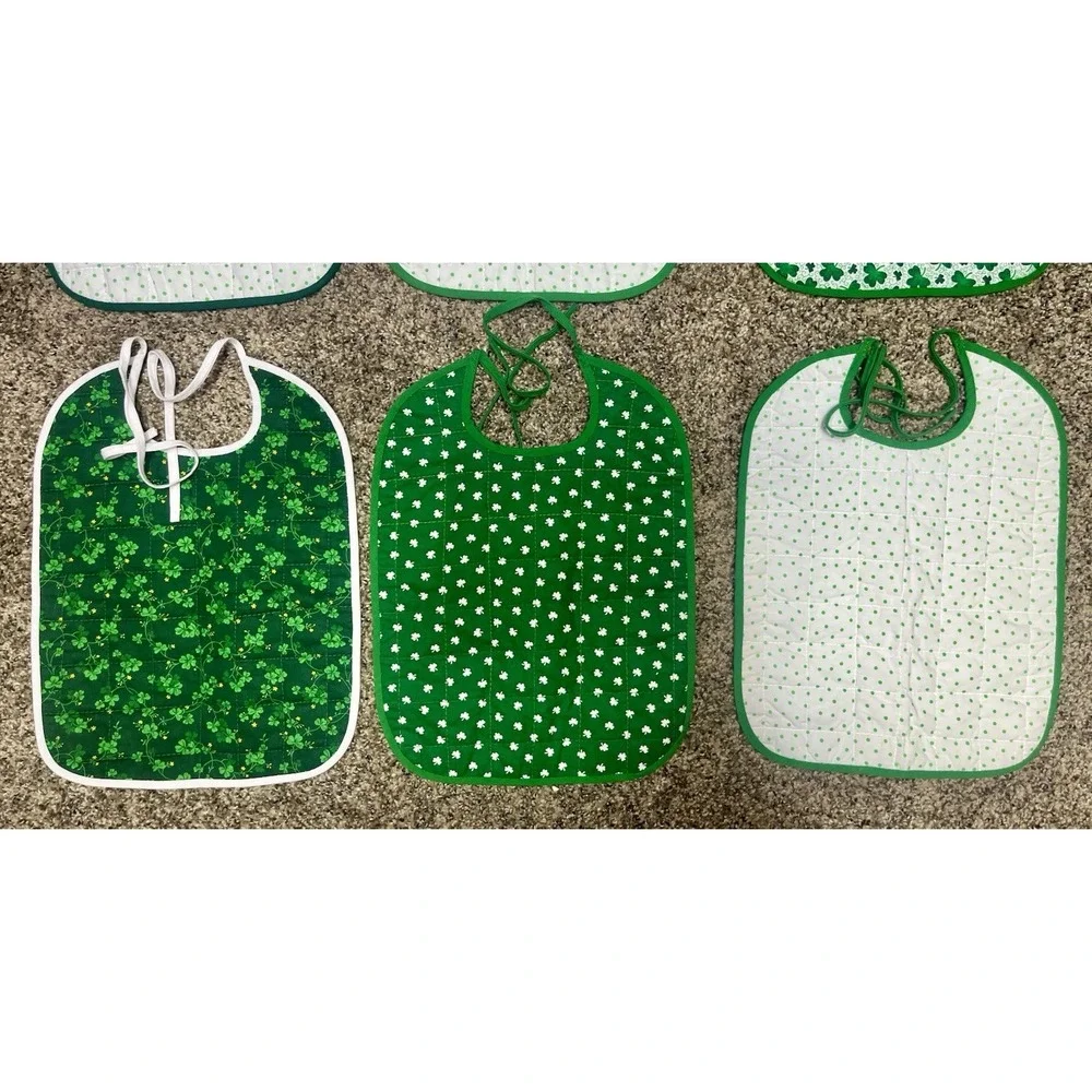 Lot Of‎ 6 Quilted Handmade St. Patrick's Day Baby Bibs Large Size 12